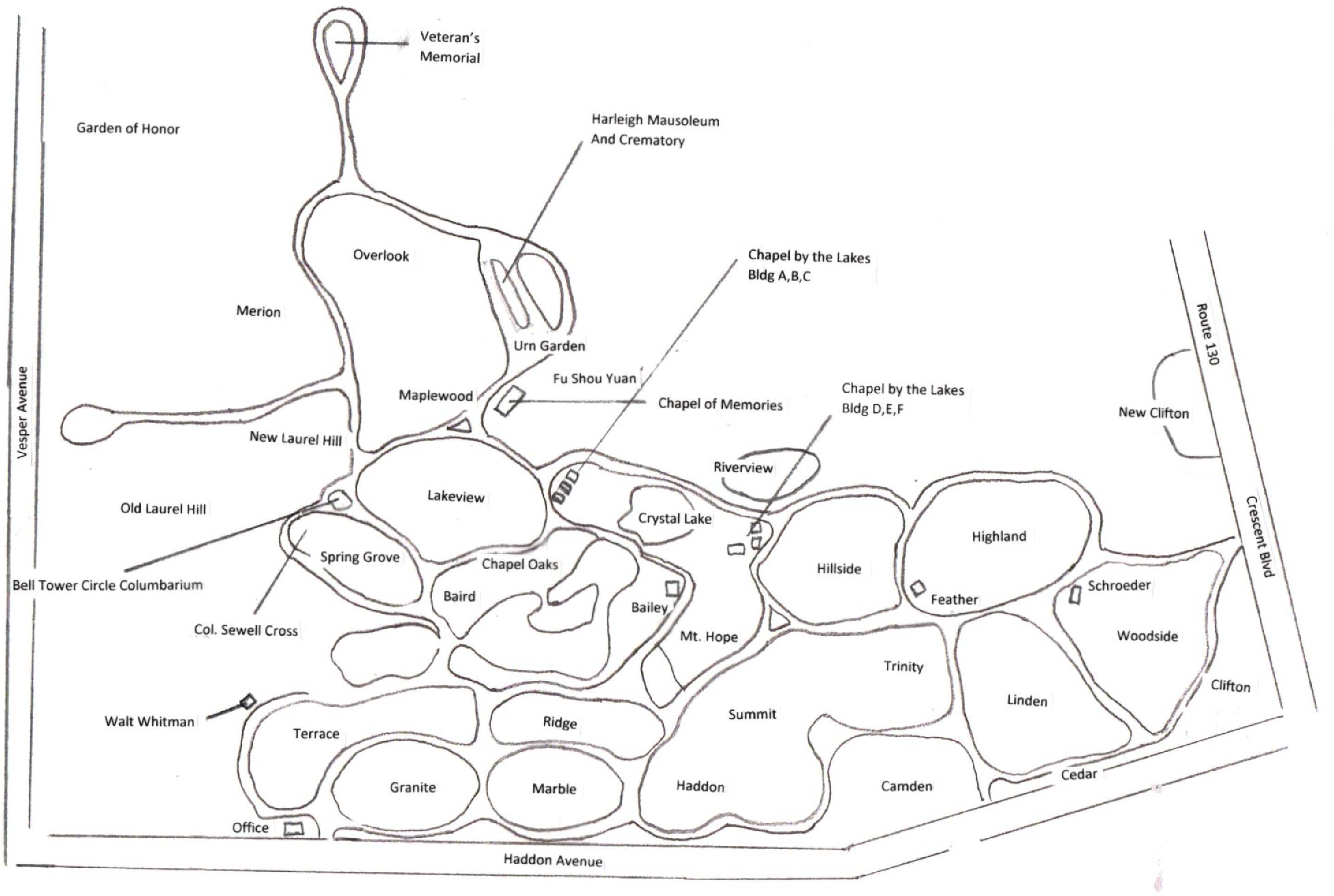Section map for Harleigh Cemetery